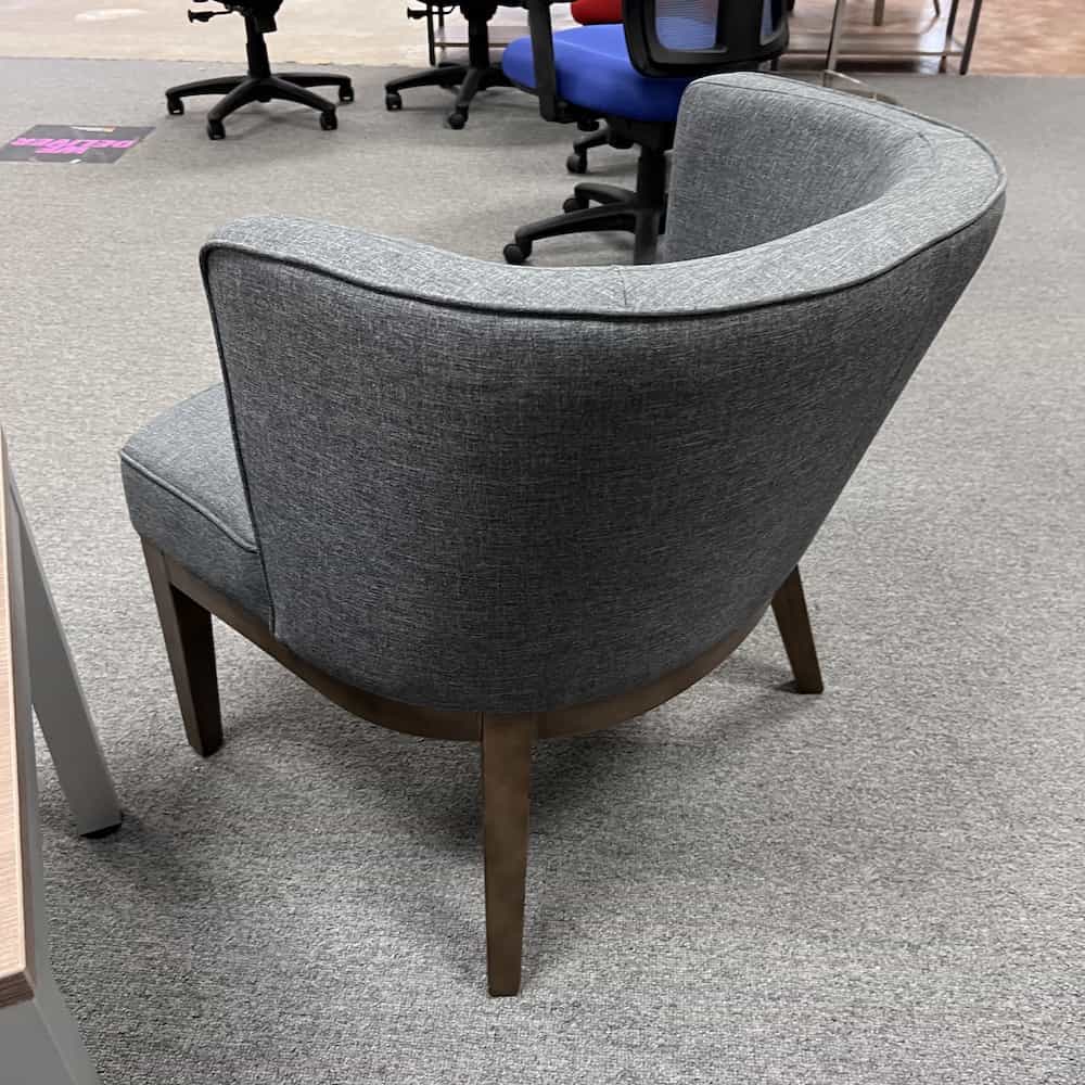 grey heather arm chair with walnut base