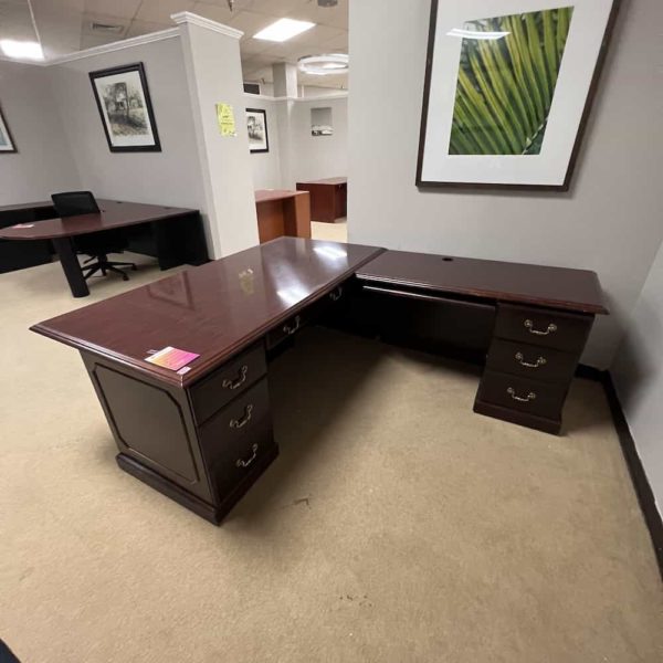 mahogany l-desk right return, traditional