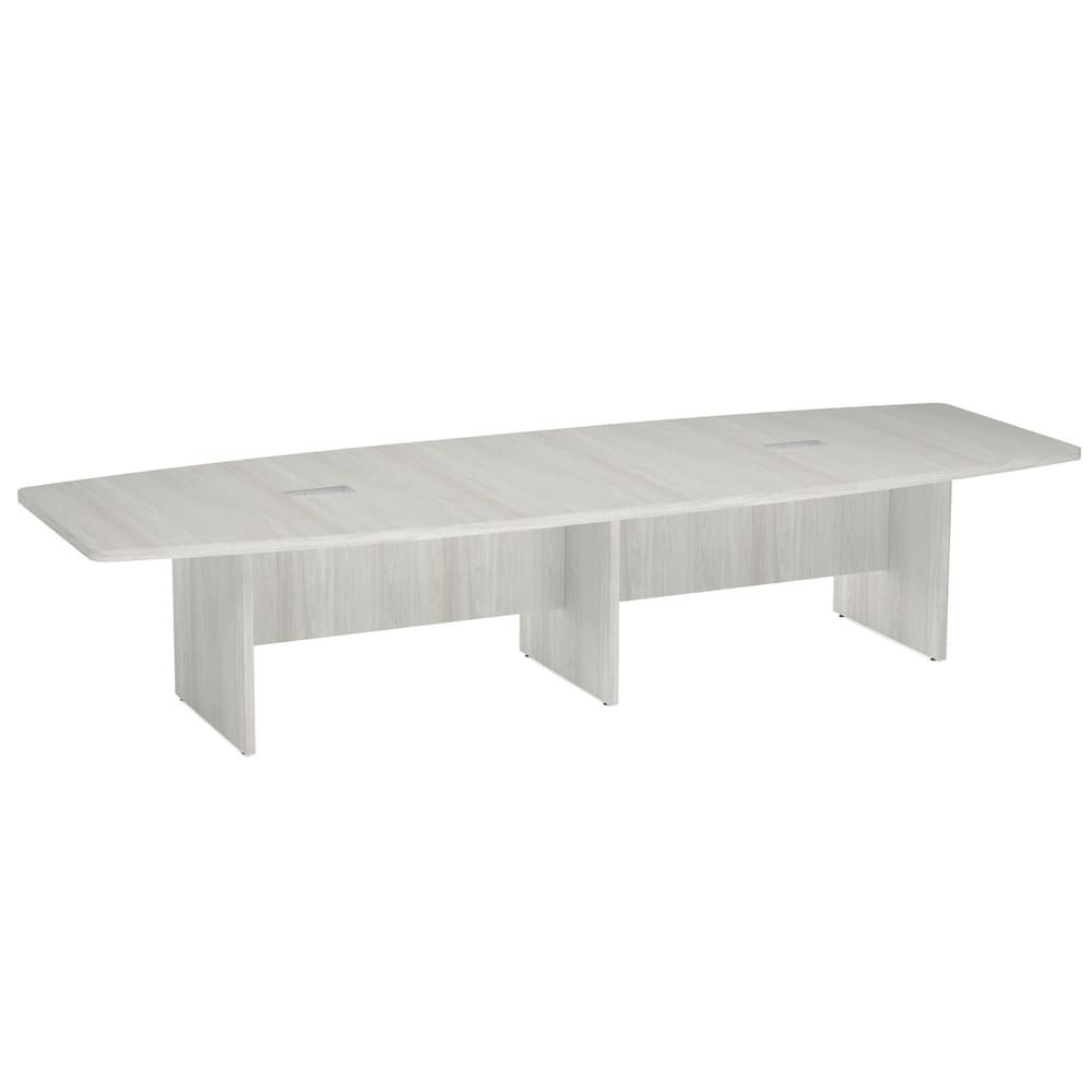 12 foot laminate boat shaped conference table with slab base, new office furniture