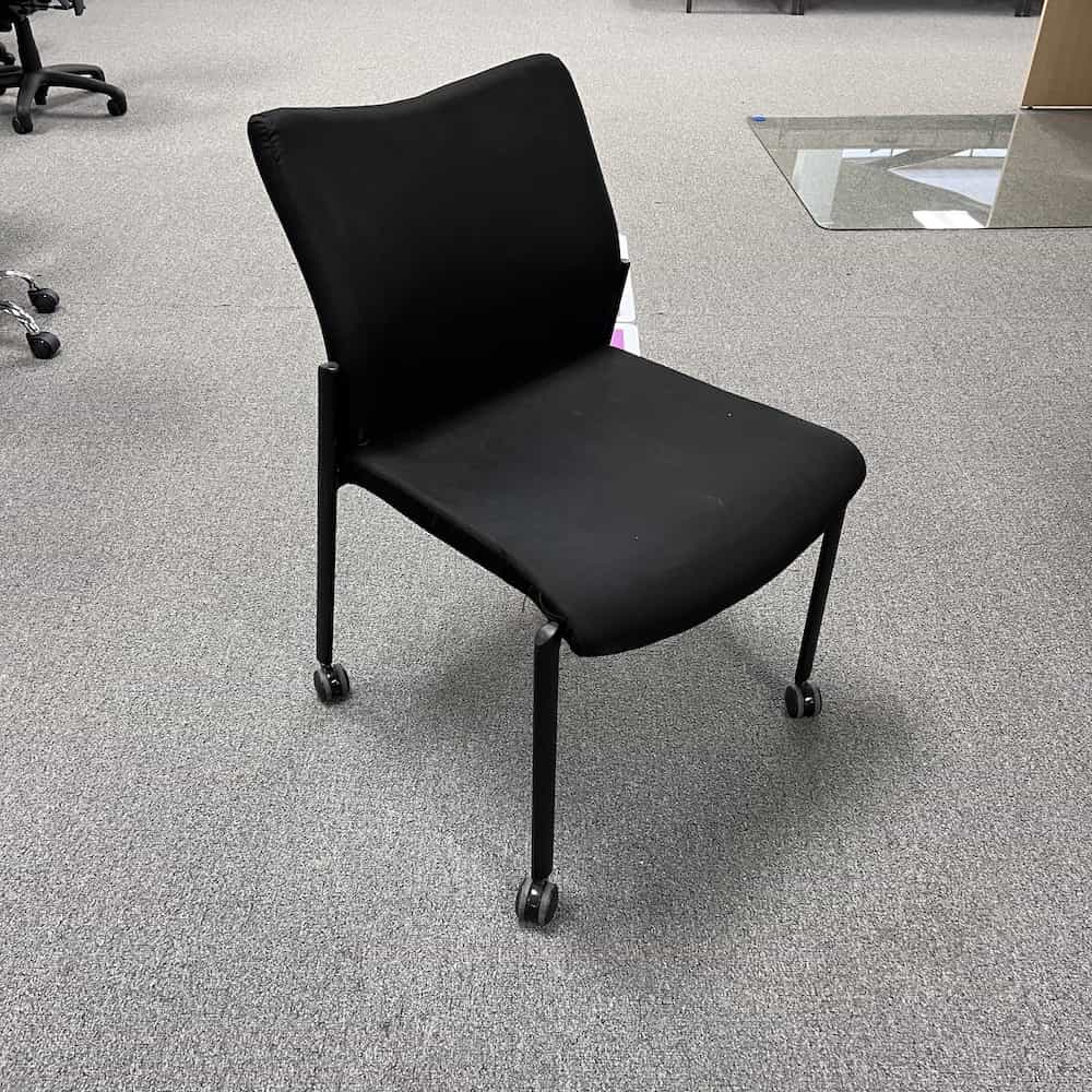 stacking guest chair, black, with wheels