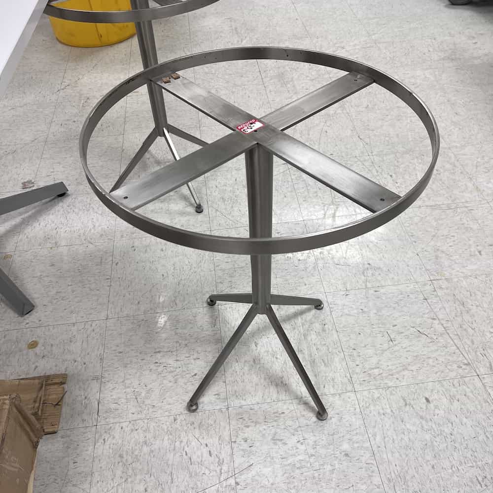 brushed nickel side table, round, base only