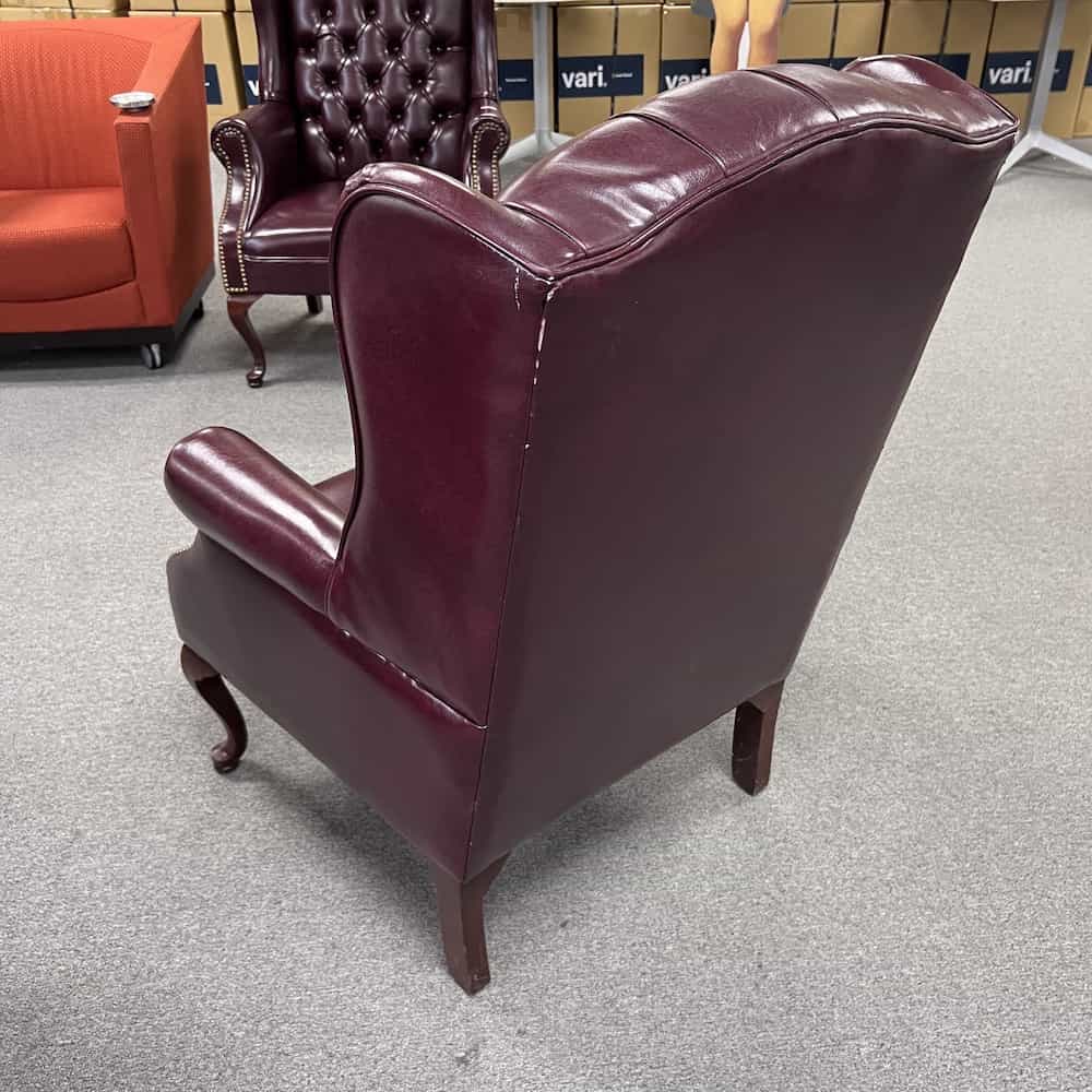 burgundy vinyl tufted arm chair
