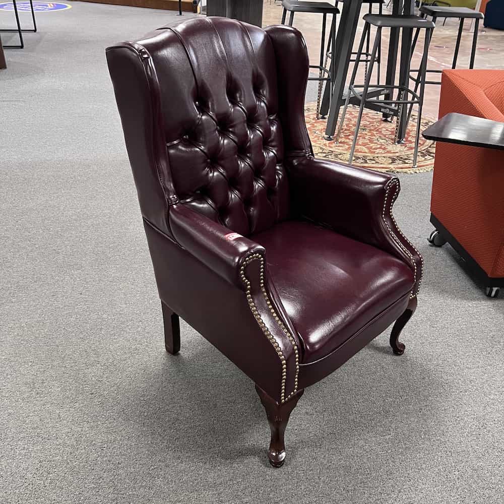Wing Back Arm Chair, maroon burgundy