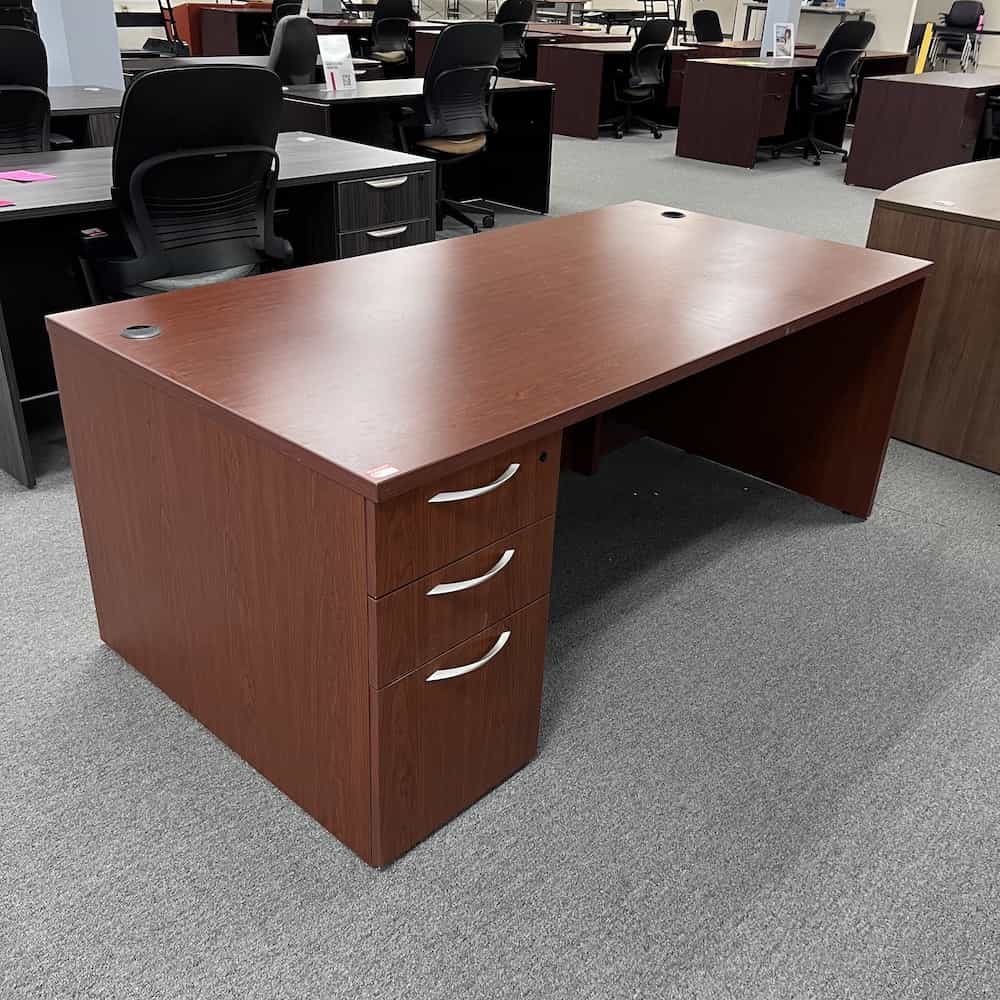 cherry veneer Desk with 1 Pedestal File