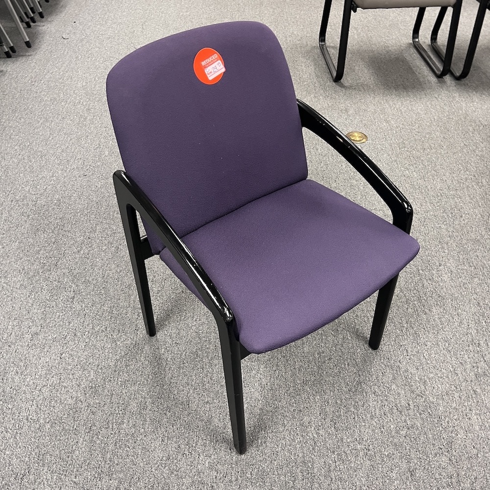 purple guest chair with black arms