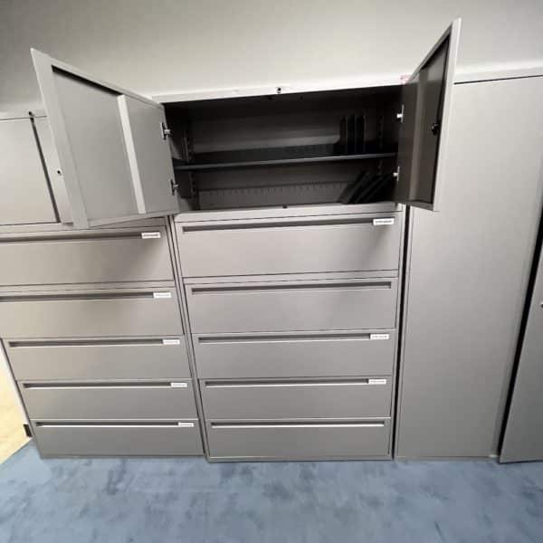 5 Drawer Lateral File with 2 Door Top Cabinet
