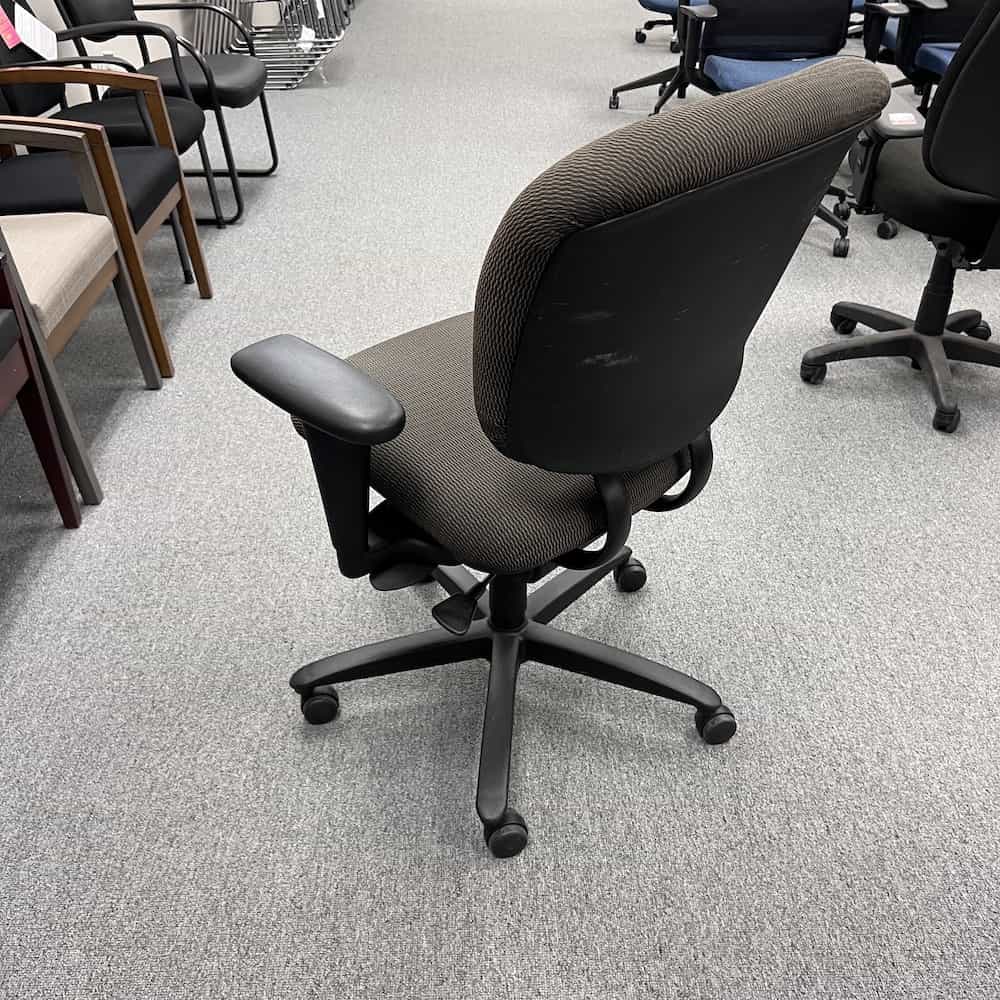 Task Chair, brown and black, back view