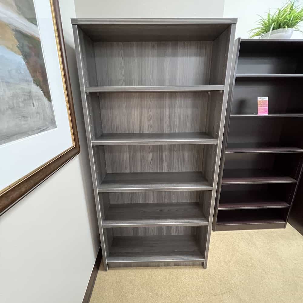 Samoa grey bookcase, new, 69" tall