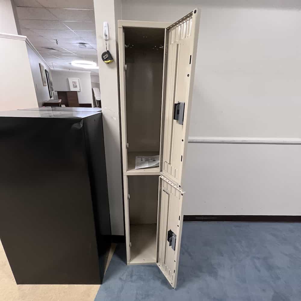 2 tier locker, tan, new, open