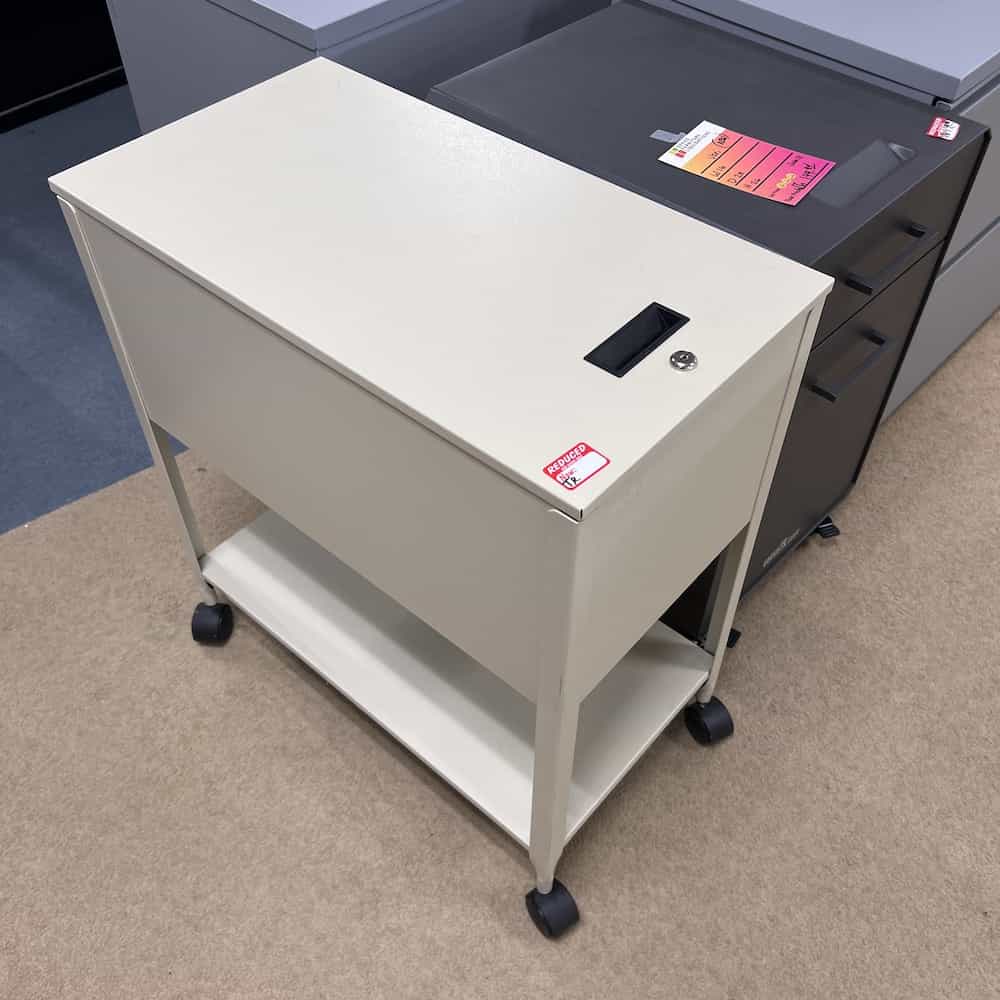 tan rolling office file with flip top