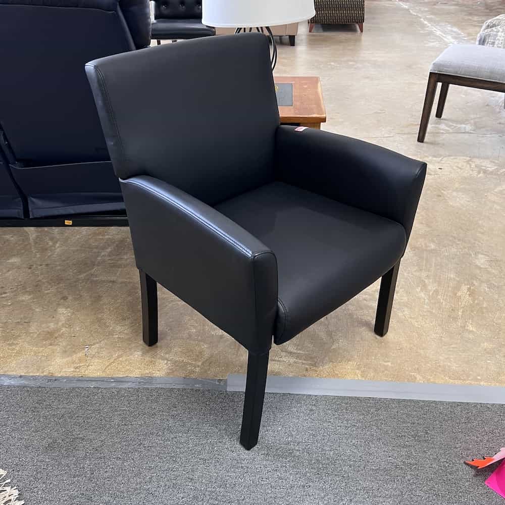 modern black vinyl arm chair