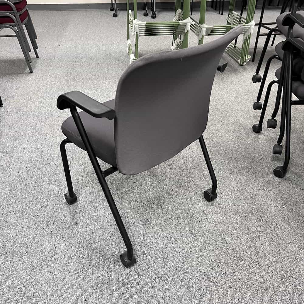 dark grey mesh back rolling stacking chair