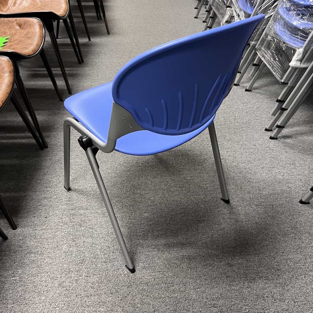 blue plastic stacking chair