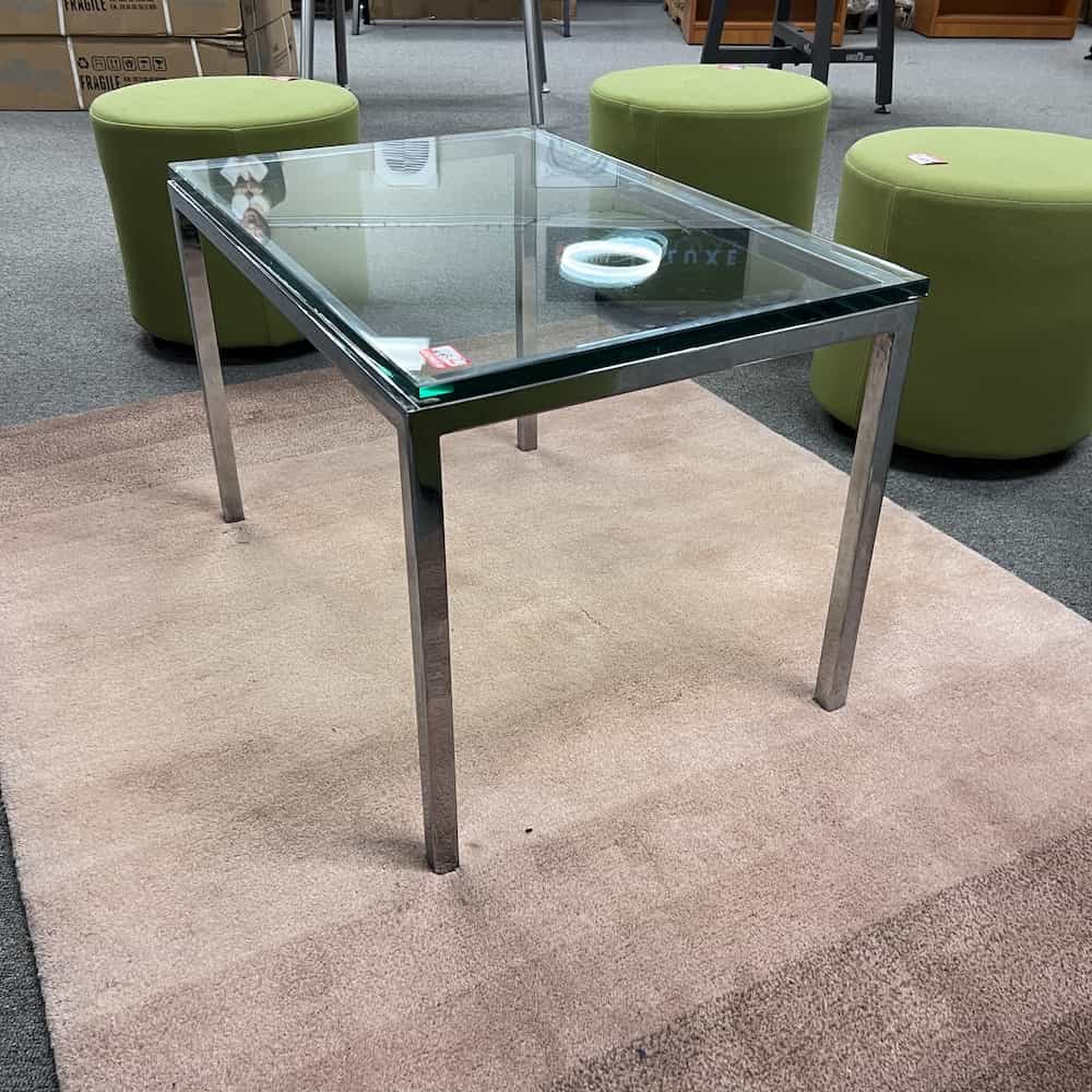 glass and silver chrome knoll table