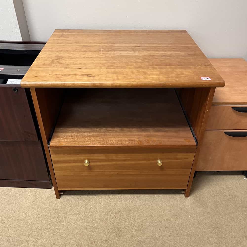 Storage Cabinet with Pull-Out Drawer, oak
