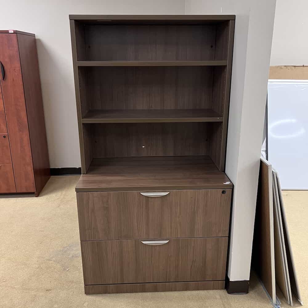 walnut 2 drawer lateral with hutch