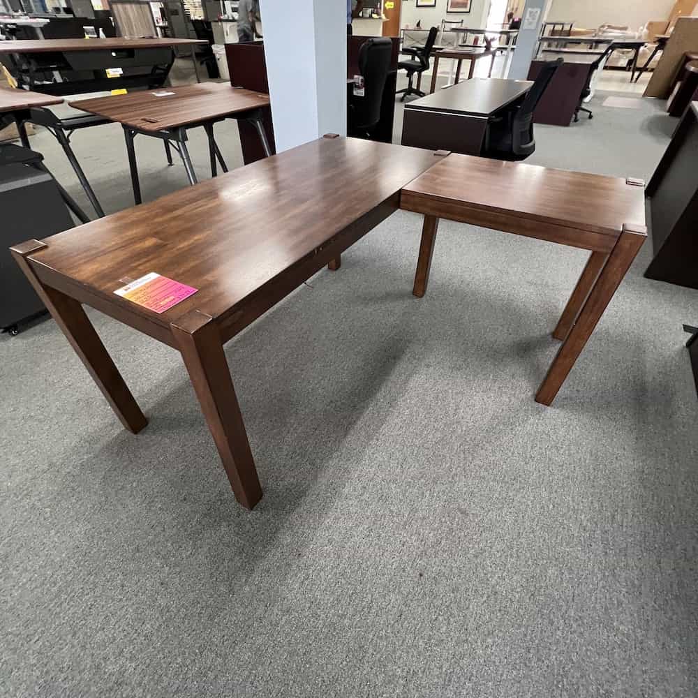 walnut l-desk right return