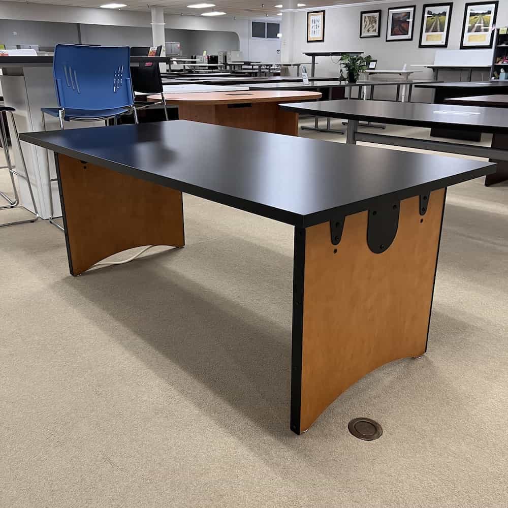 honey and black conference table rectangle