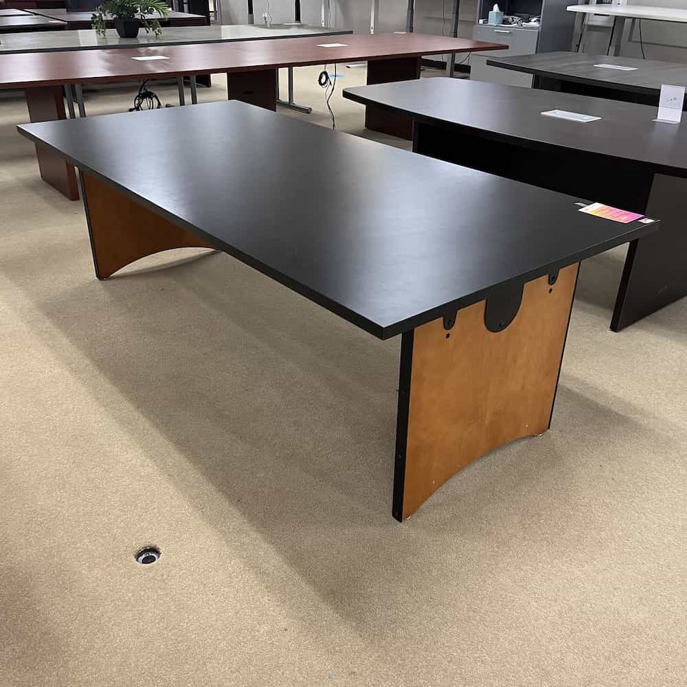 honey and black conference table rectangle