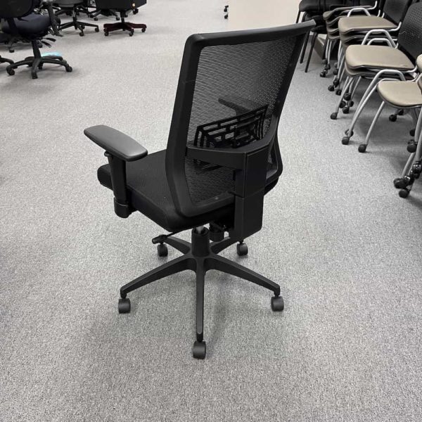 black mesh back task chair, back view