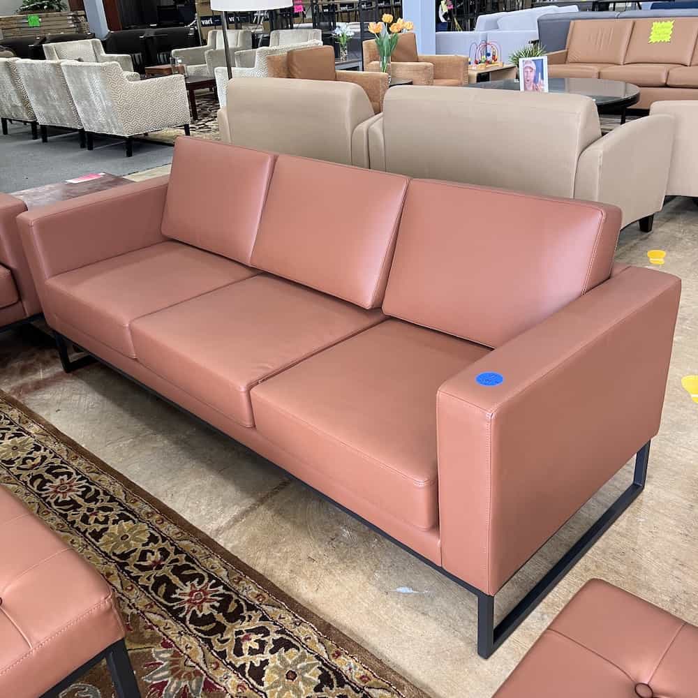 camel brown vinyl modern sofa couch