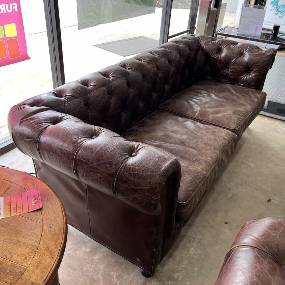 brown leather chesterfield couch