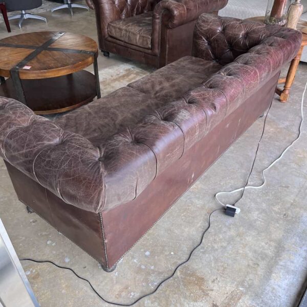 brown leather chesterfield couch