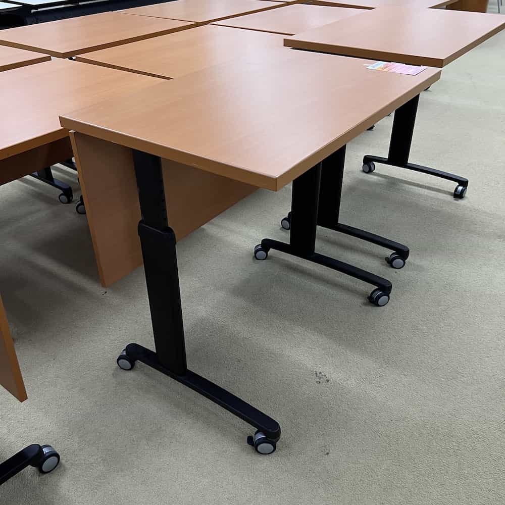 36" Teknion Honey and Black Height Adjustable Standing Desk