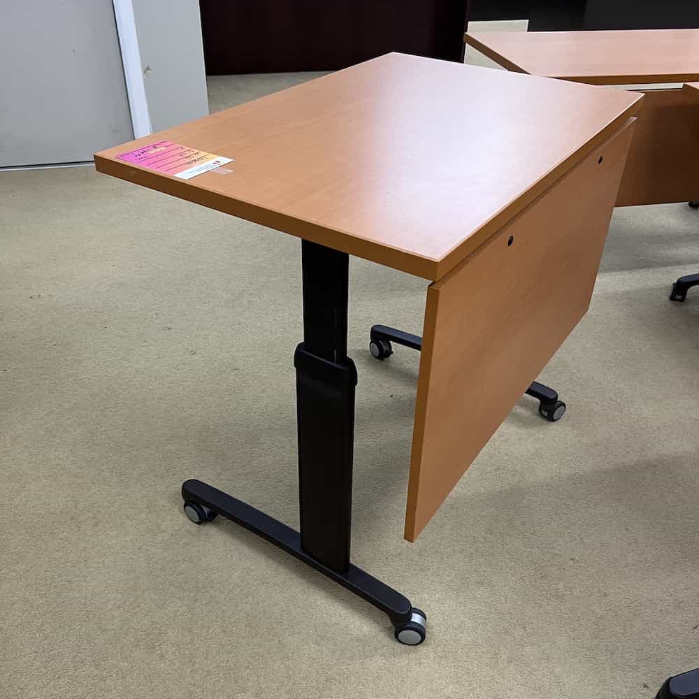 36" Teknion Honey and Black Height Adjustable Standing Desk - Image 2