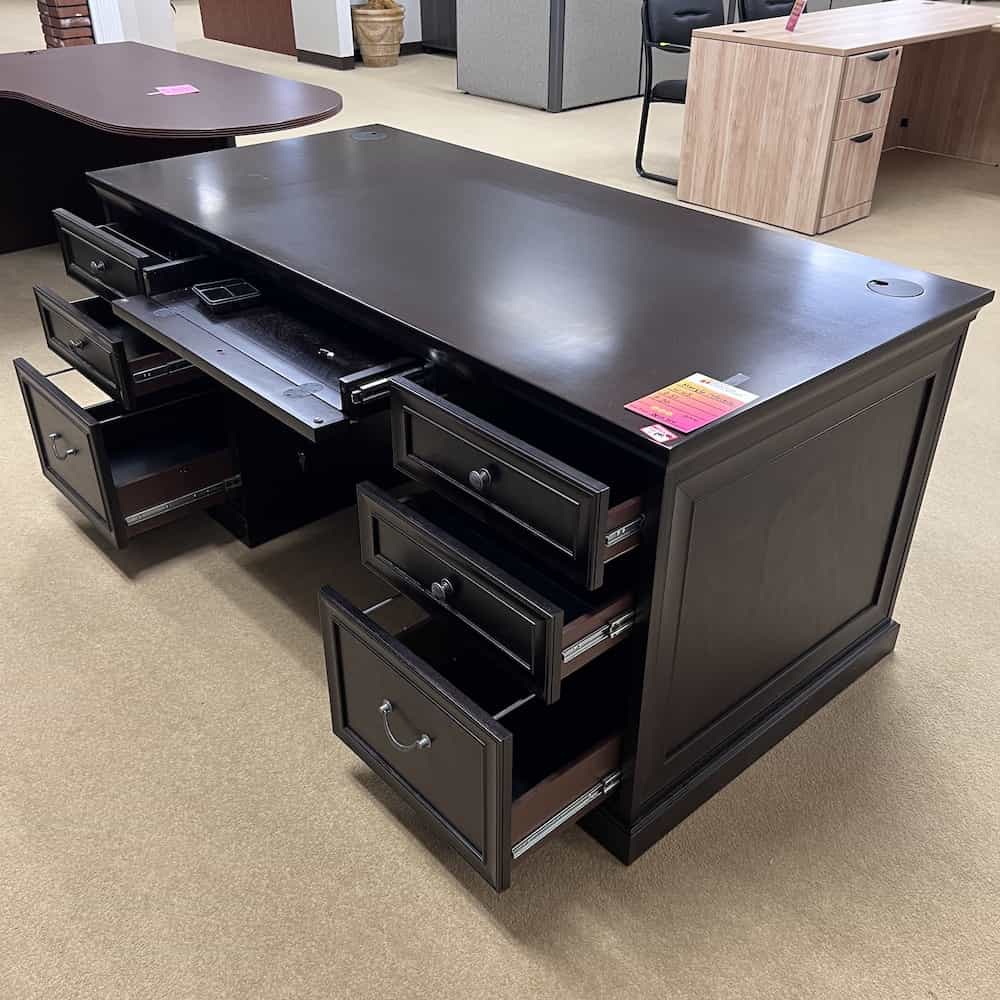 espresso executive markle martin desk traditional veneer. open