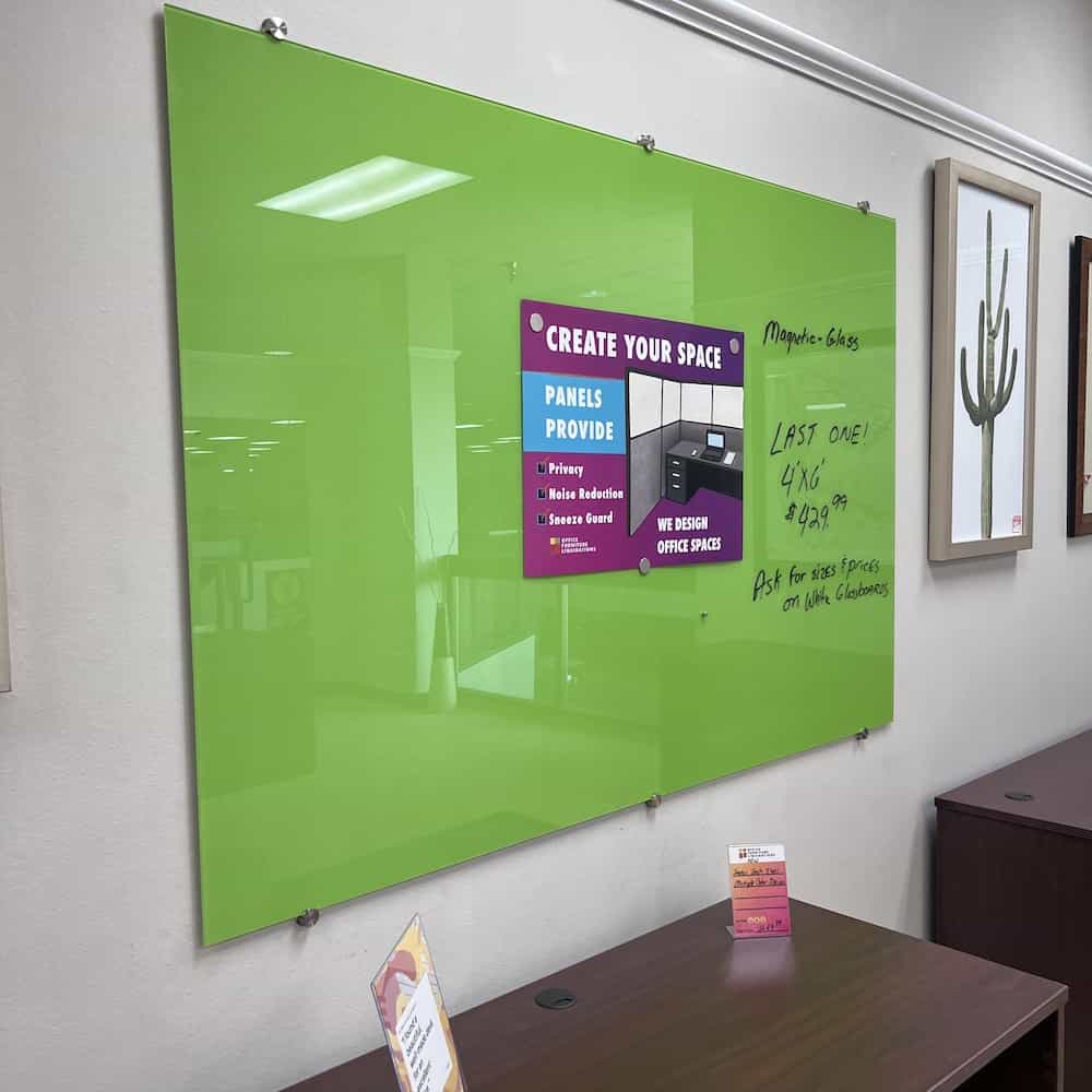 green glass magnetic dry erase board