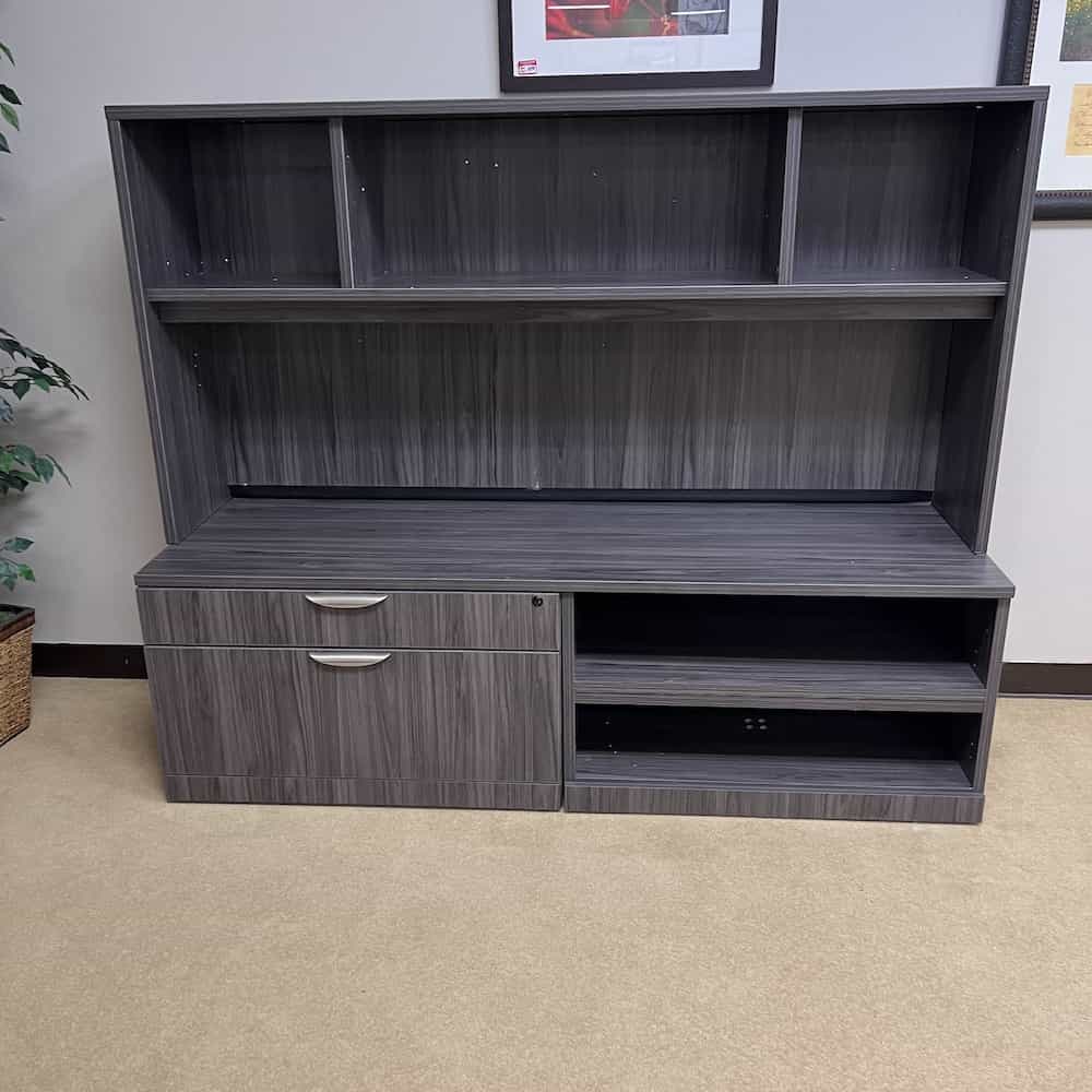grey credenza with hutch