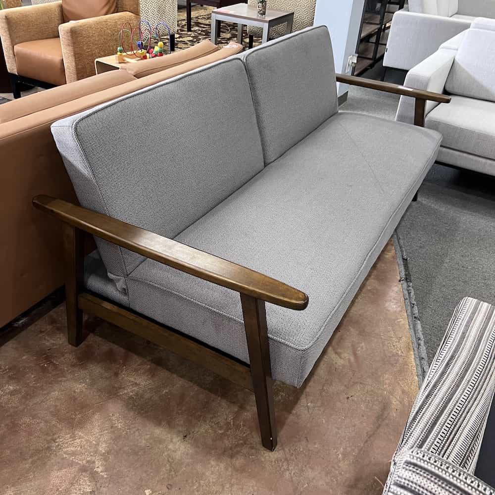grey and walnut futon sofa couch