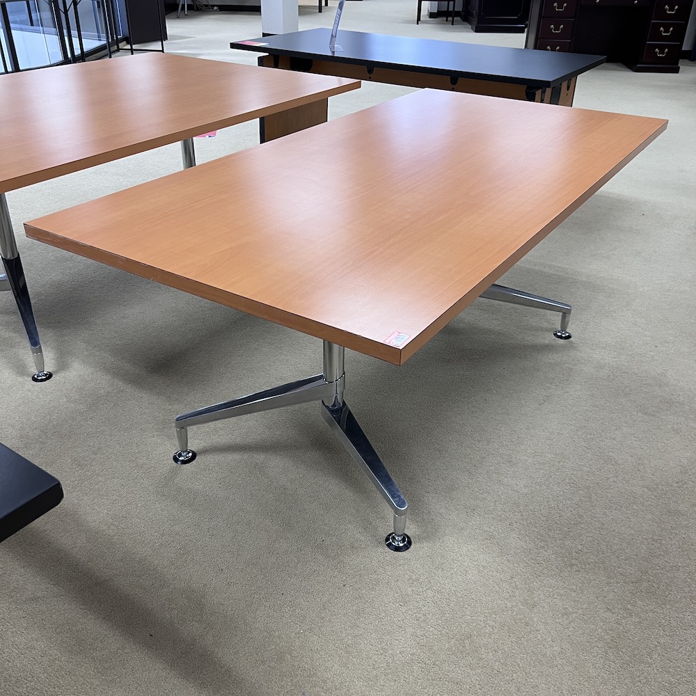 6 ft x 3 ft honey laminate rectangle conference table chrome legs