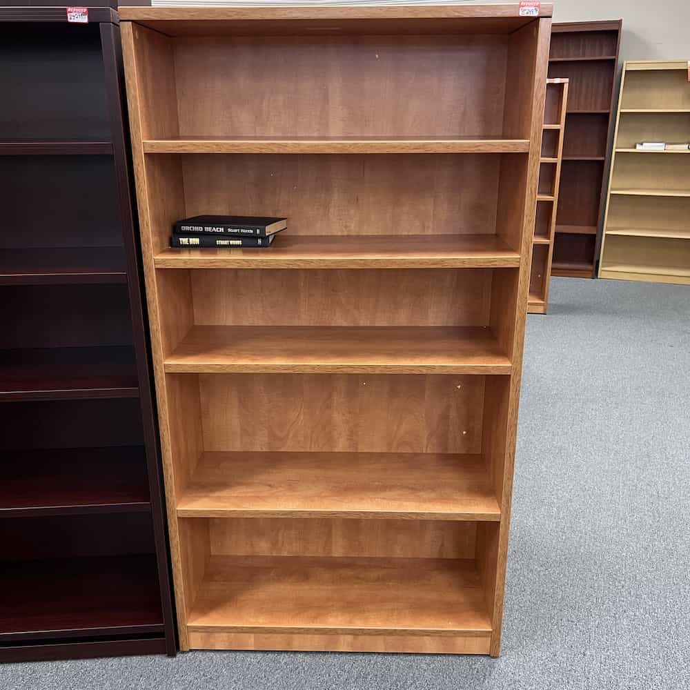 honey laminate bookcase 66" high