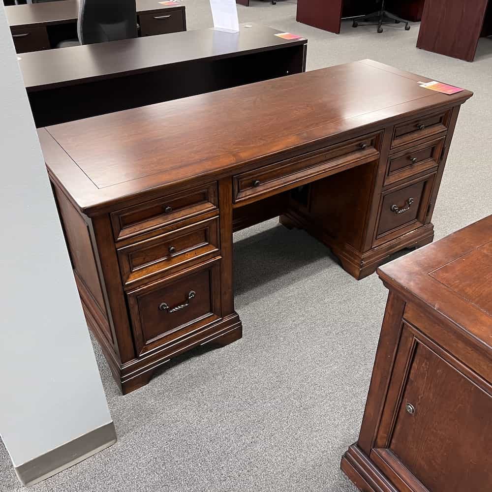 walnut executive desk with double pedestal