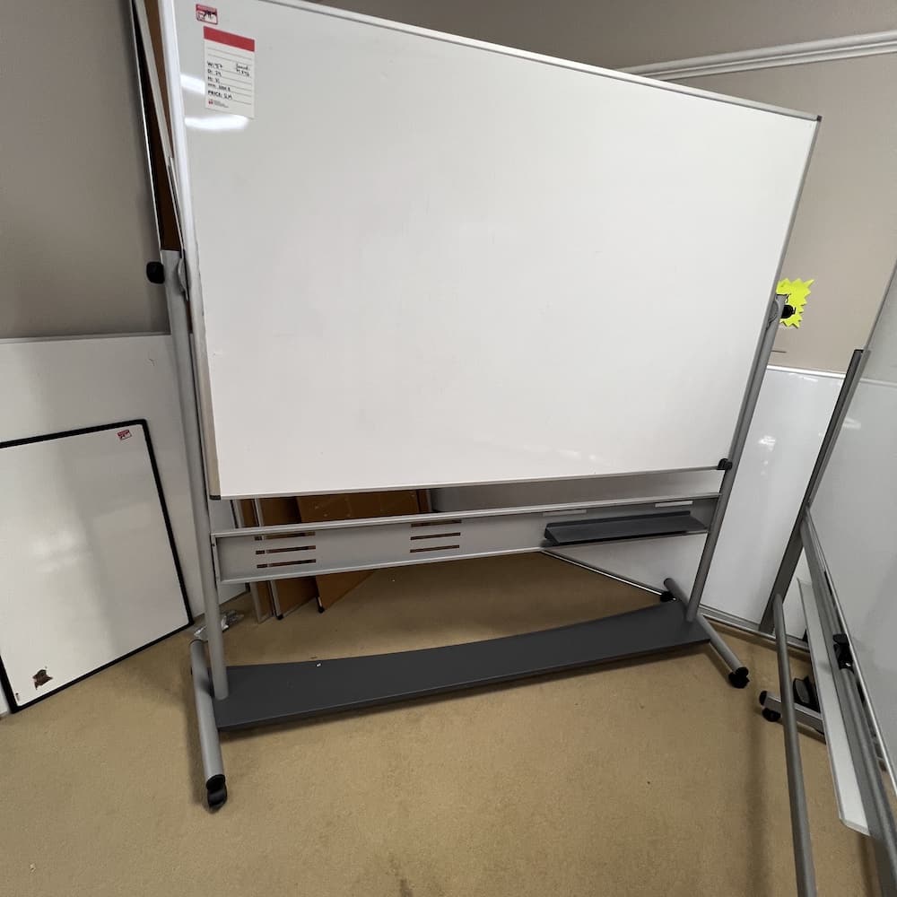 white rolling dry erase board on wheels, large, used office furniture,