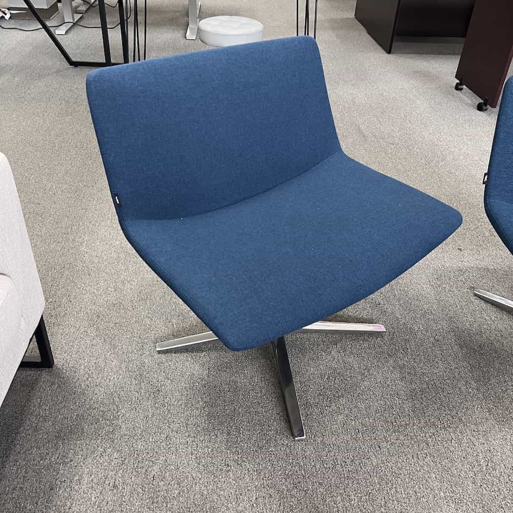 blue and chrome modern swivel chair