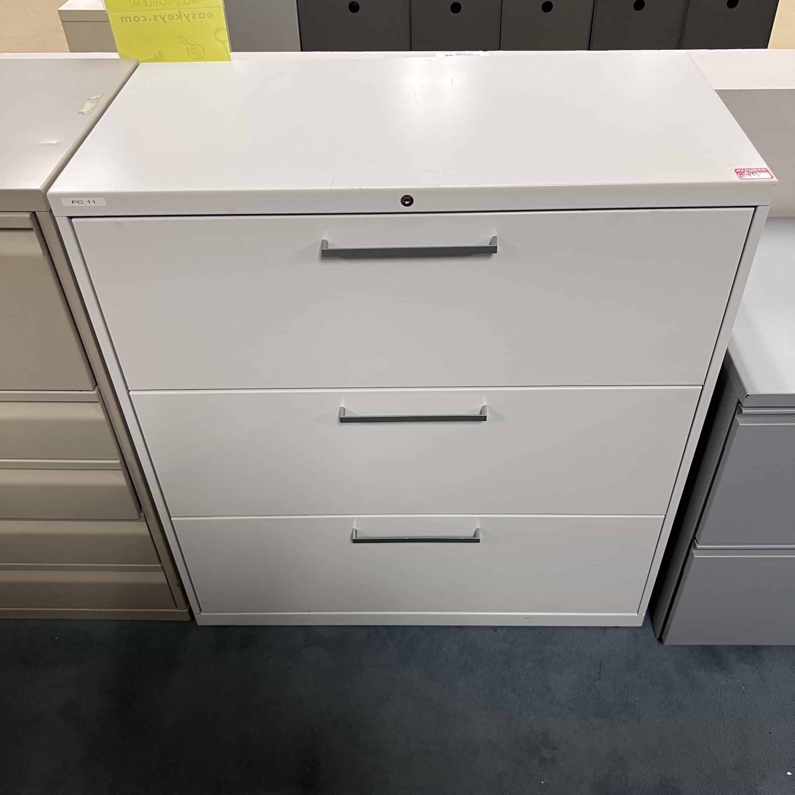 white metal 3 drawer lateral file