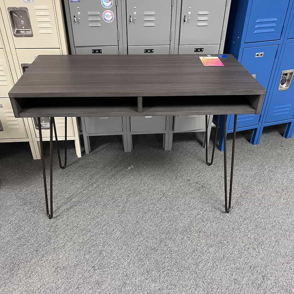 Writing Desk dark grey with metal hairpin legs