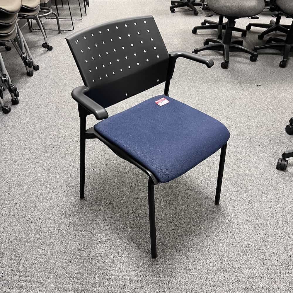 black and blue stacking global chair