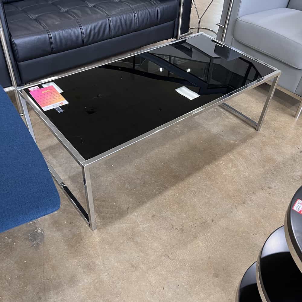 Coffee Table black glass and chrome