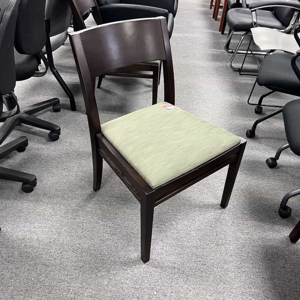 green and espresso guest chair