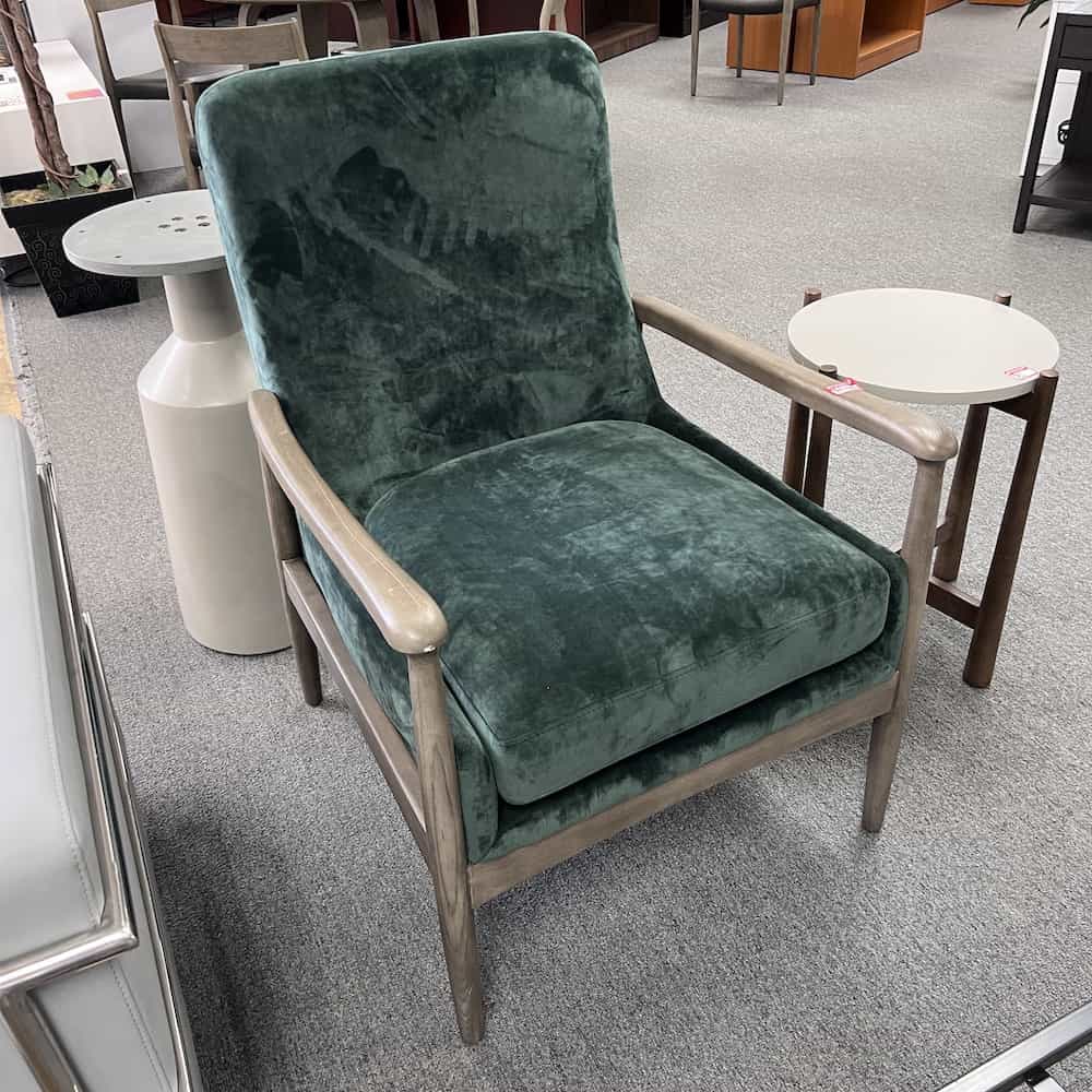 green and walnut lounge chair