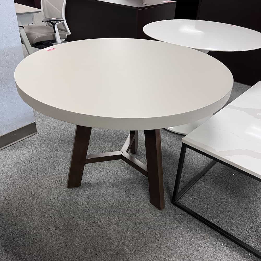 Modern Round Dining Table grey and walnut