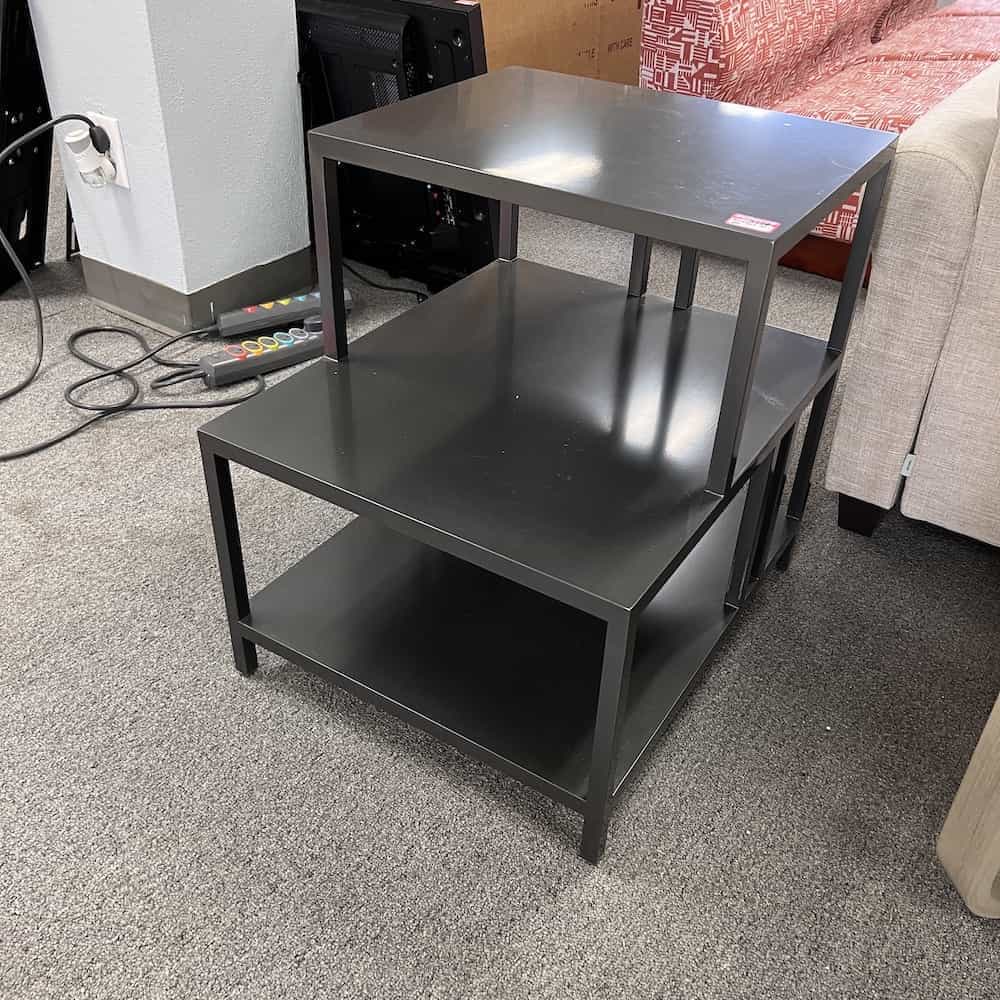 dark grey metal nightstand side table