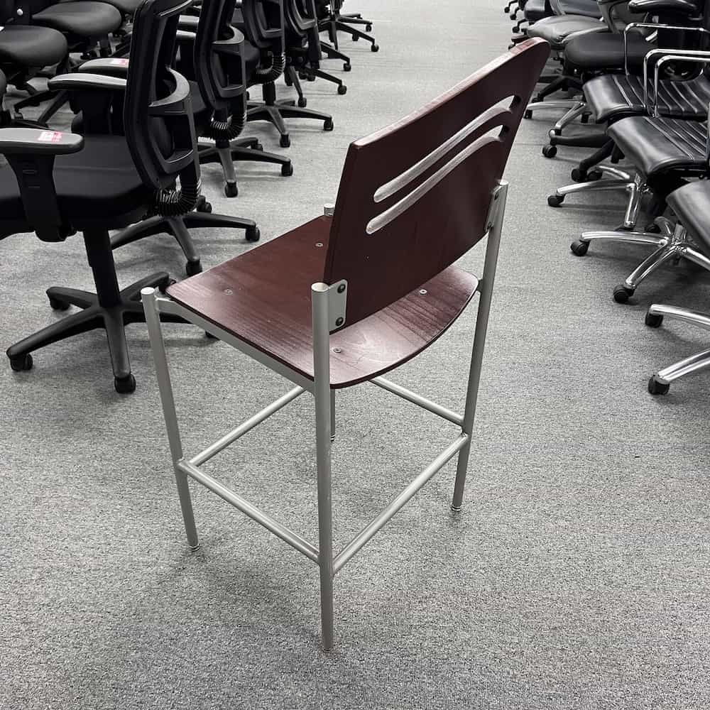 mahogany and silver counter height stool