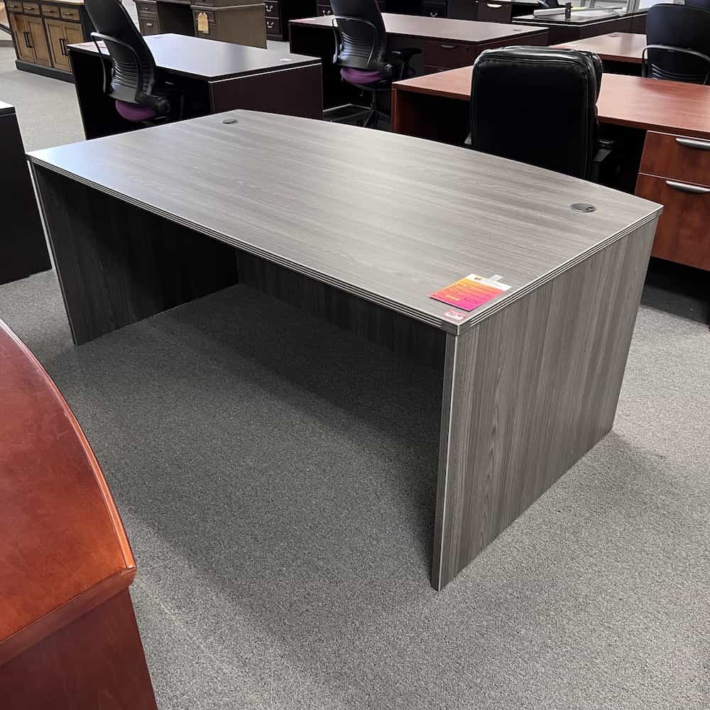 grey bowfront desk shell