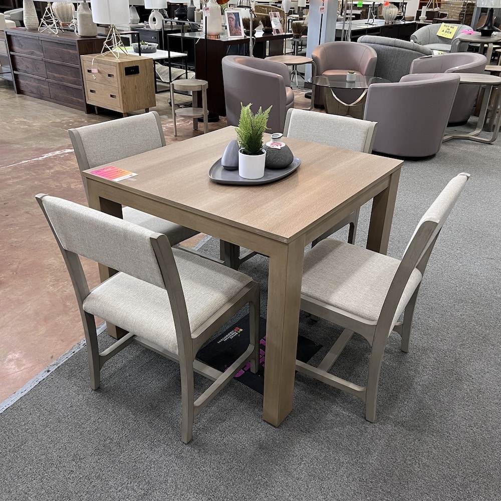 walnut square dining table and four chairs SET