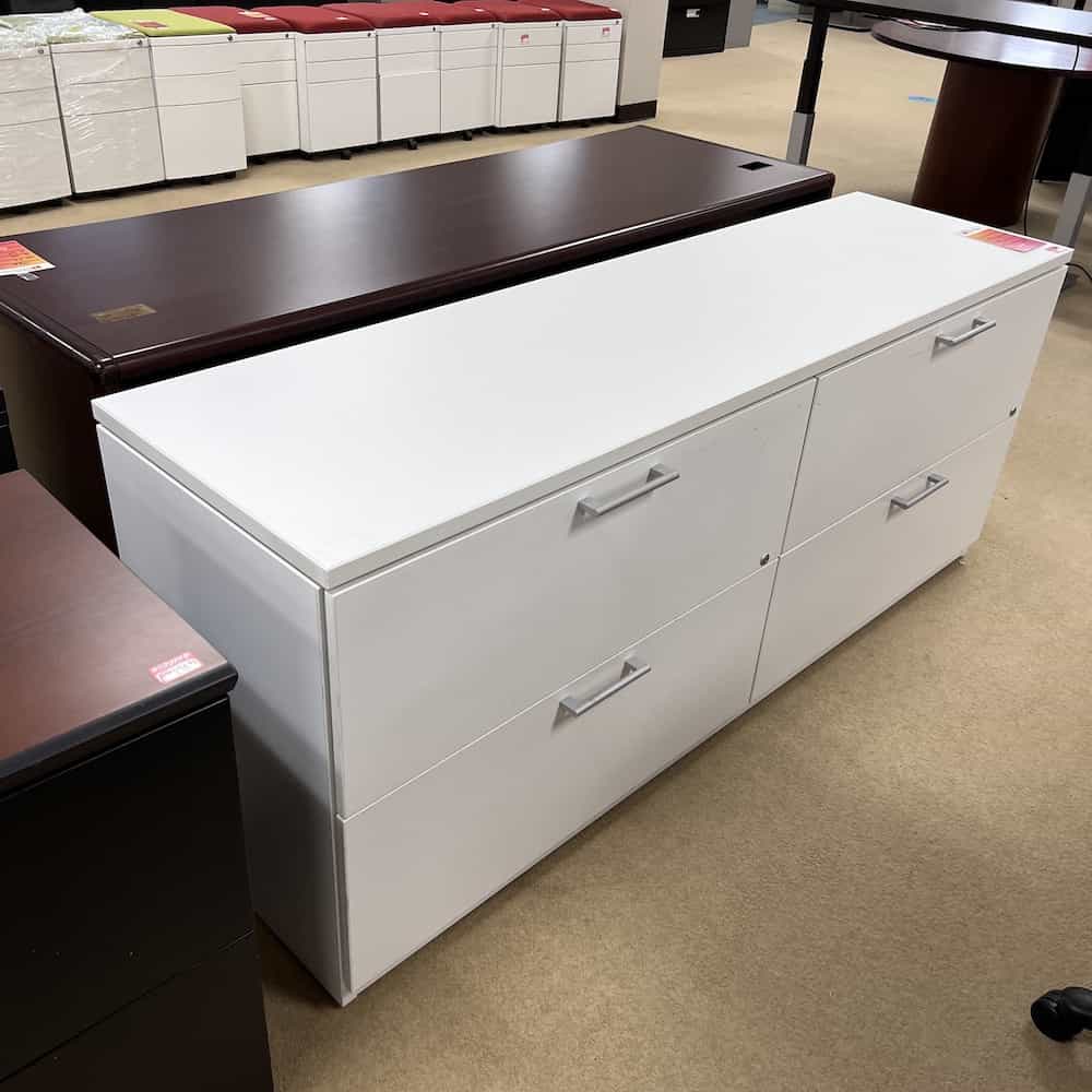 white 4 drawer lateral file credenza